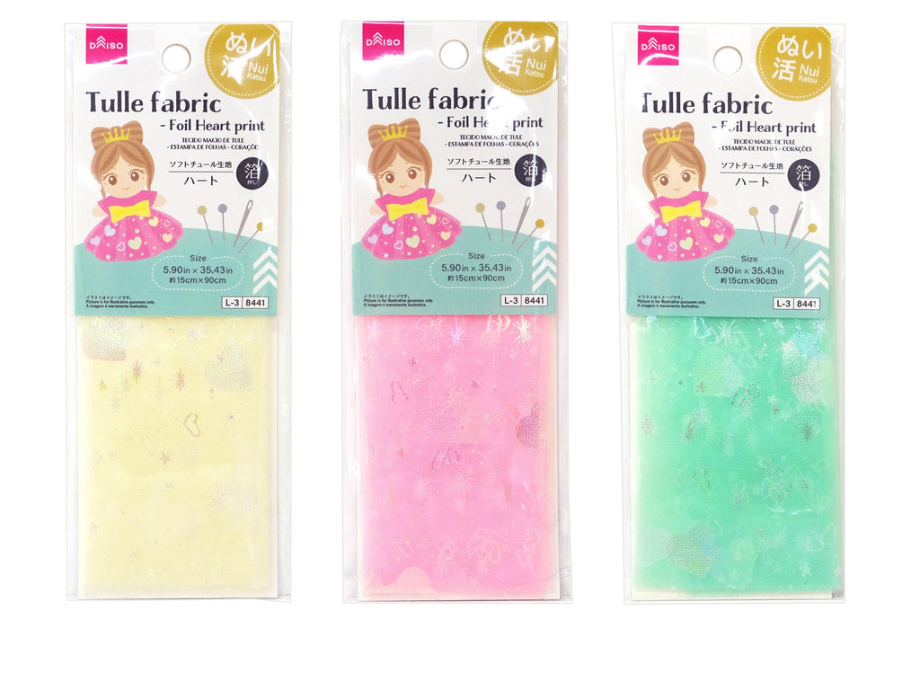 ソフトチュール生地（箔押し、ハート） ダイソー(DAISO)