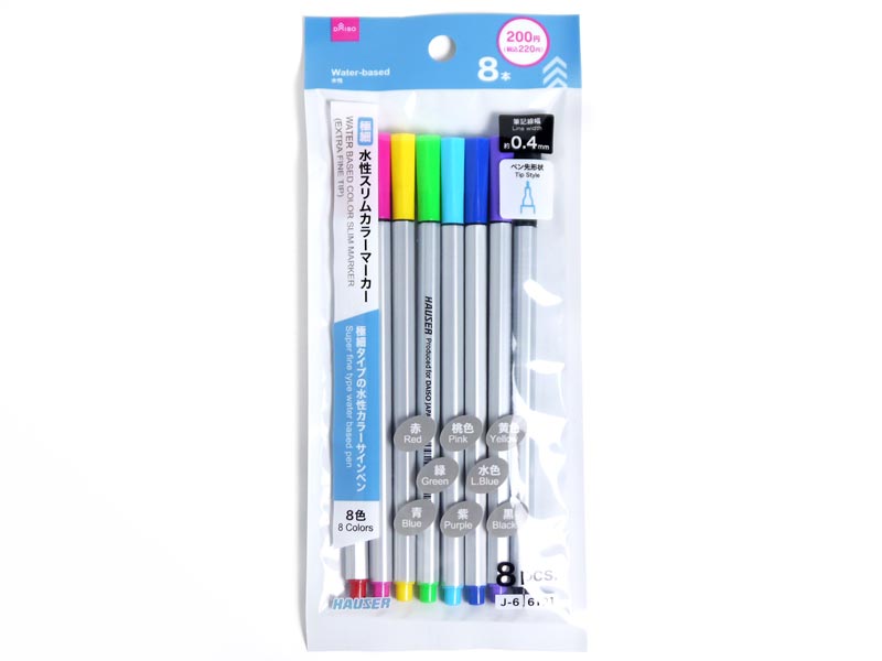 水性スリムカラーマーカー（極細、８色） ダイソー(DAISO)