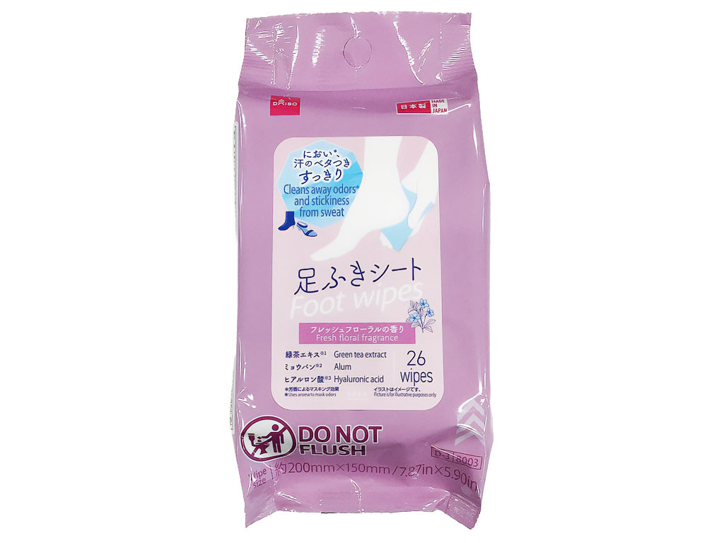 すっきり足ふきシート（フレッシュフローラルの香り、２６枚） ダイソー(DAISO)