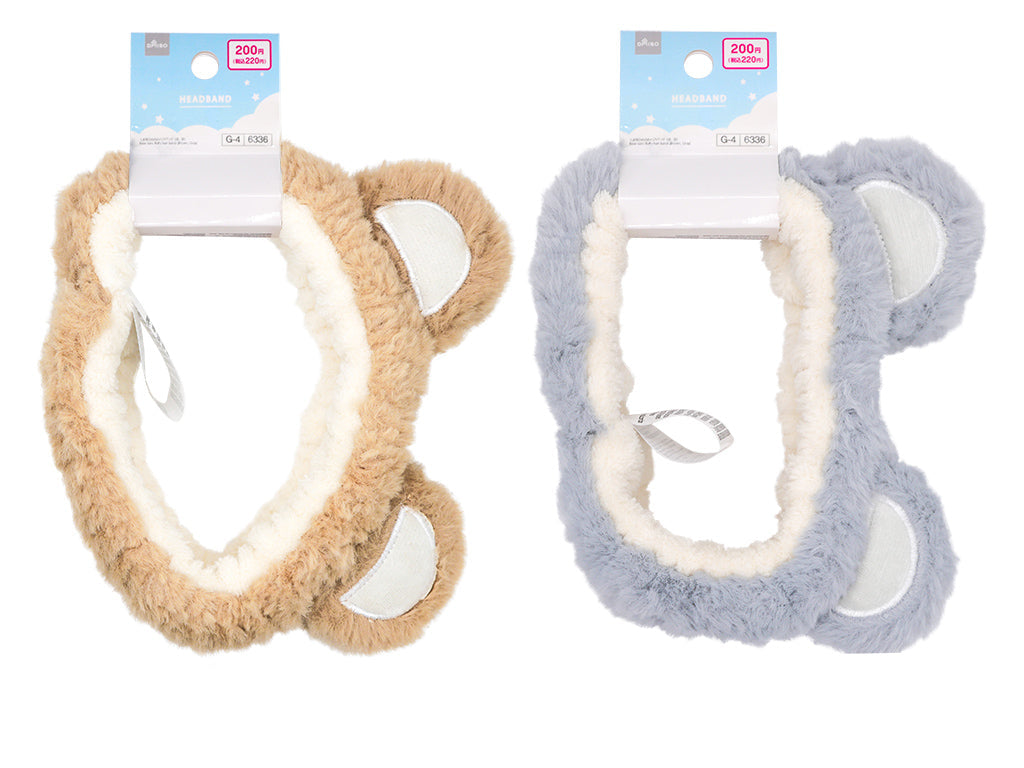 くま耳ふわふわヘアバンド（茶、灰） ダイソー(DAISO)