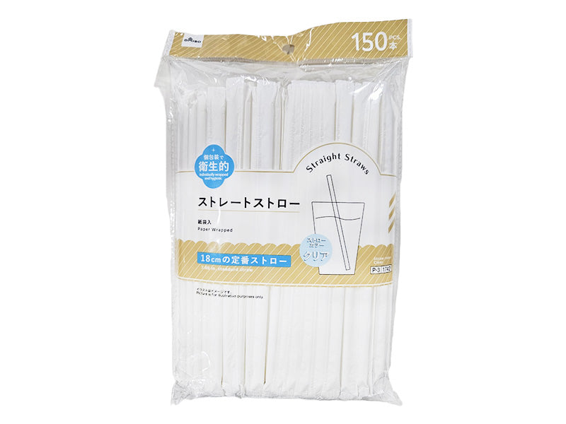 ストレートストロー（クリア、１５０本、紙袋入） ダイソー(DAISO)