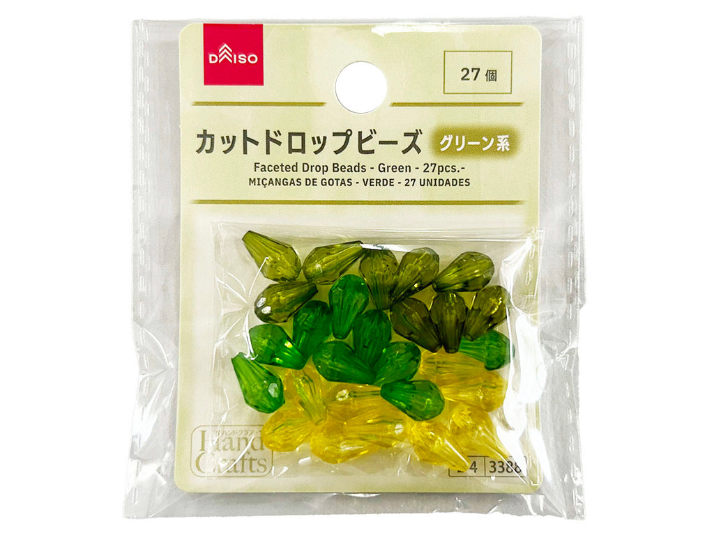 カットドロップビーズ（グリーン系、２７個） ダイソー(DAISO)