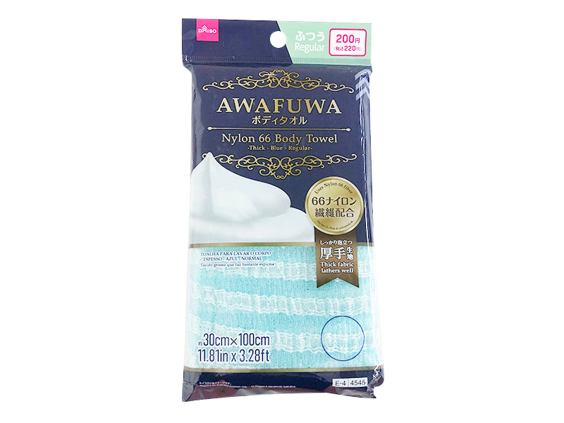 ６６ナイロンボディタオル（厚手、ブルー、ふつう） ダイソー(DAISO)