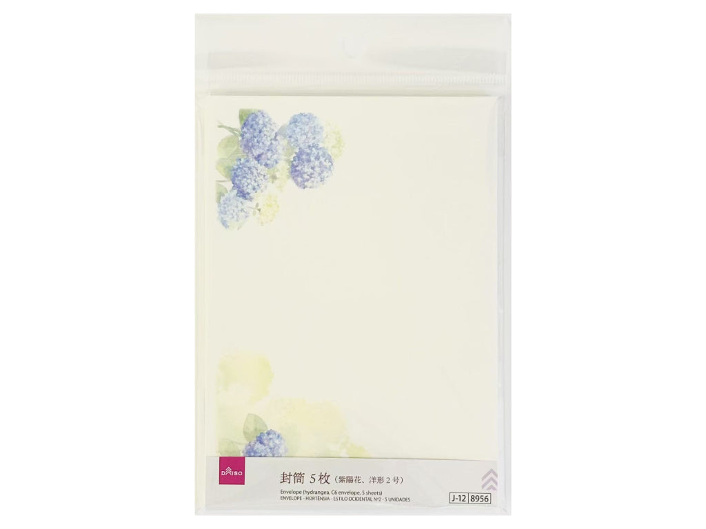 封筒（紫陽花、洋形２号、５枚） ダイソー(DAISO)