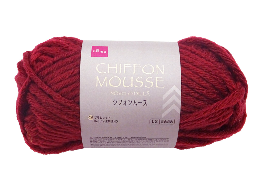 毛糸（シフォンムース、Ｃ２７、プラムレッド） ダイソー(DAISO)