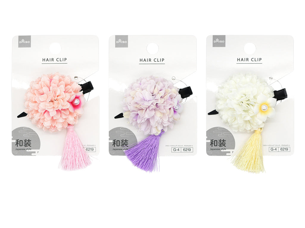 フラワーヘアクリップ（フリンジ、パステルカラー） ダイソー(DAISO)