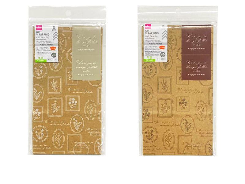 角底クラフト紙袋（フラワー、５枚） ダイソー(DAISO)