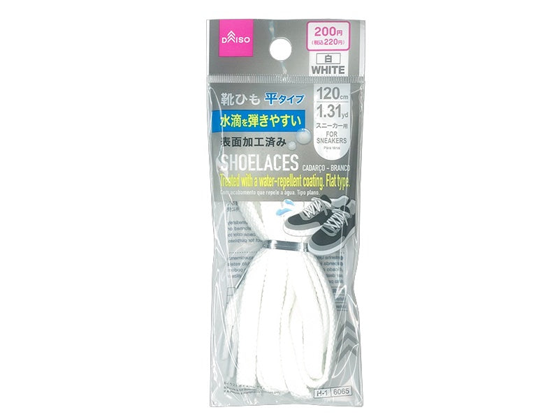 靴ひも（水滴を弾きやすい、白） ダイソー(DAISO)