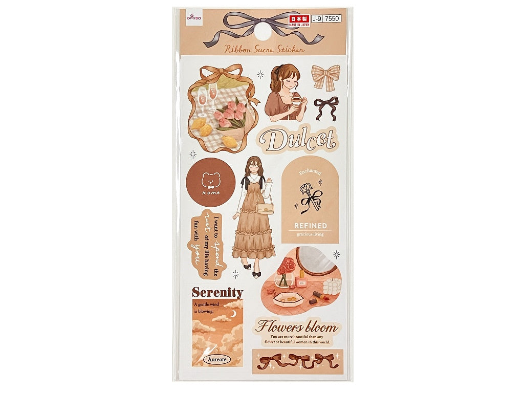 シール（リボンシュクレ、ブラウン） ダイソー(DAISO)