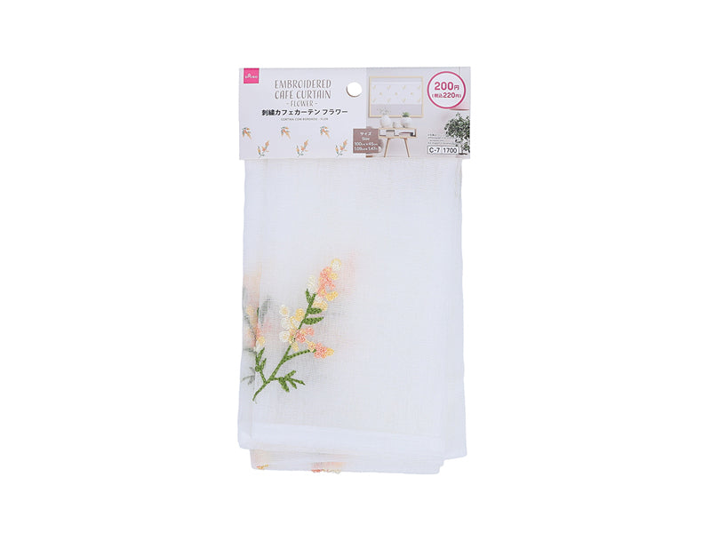 刺繍カフェカーテン（フラワー） ダイソー(DAISO)