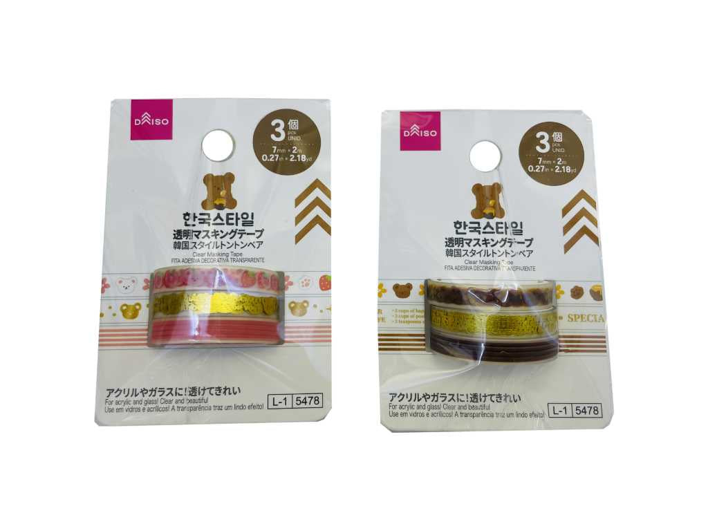 透明マスキングテープ（韓国スタイルトントンベア、３個） ダイソー(DAISO)