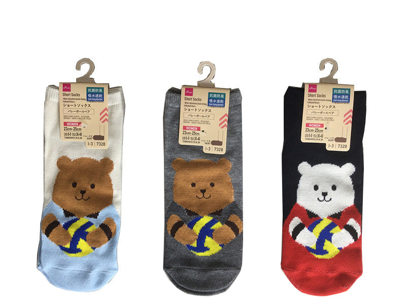 ショートソックス（吸水速乾、抗菌防臭、バレーボールベア） ダイソー(DAISO)