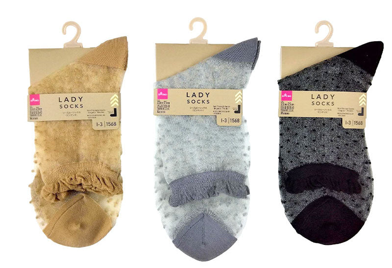 シースルーソックス（レギュラー丈、ピンドット） ダイソー(DAISO)