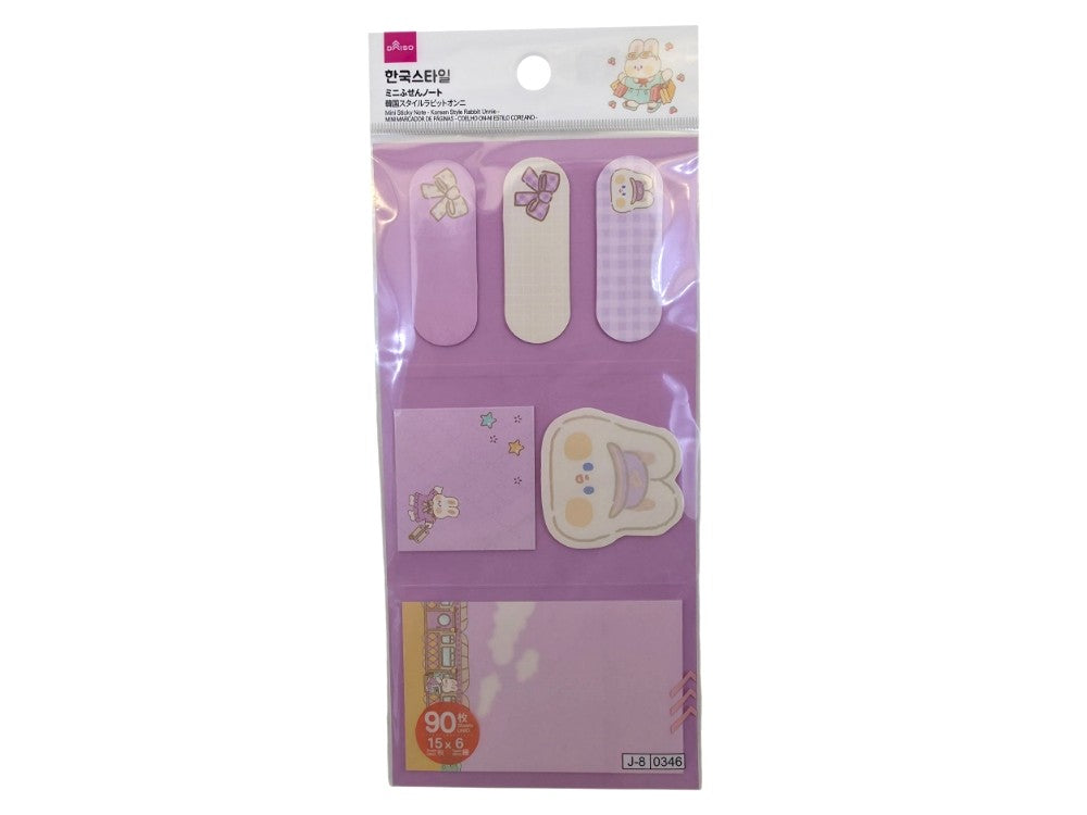 ミニふせんノート（韓国スタイルラビットオンニ、１５枚×６種） ダイソー(DAISO)