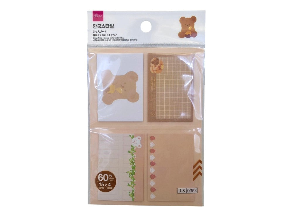 ふせんノート（韓国スタイルトントンベア、１５枚ｘ４種） ダイソー(DAISO)