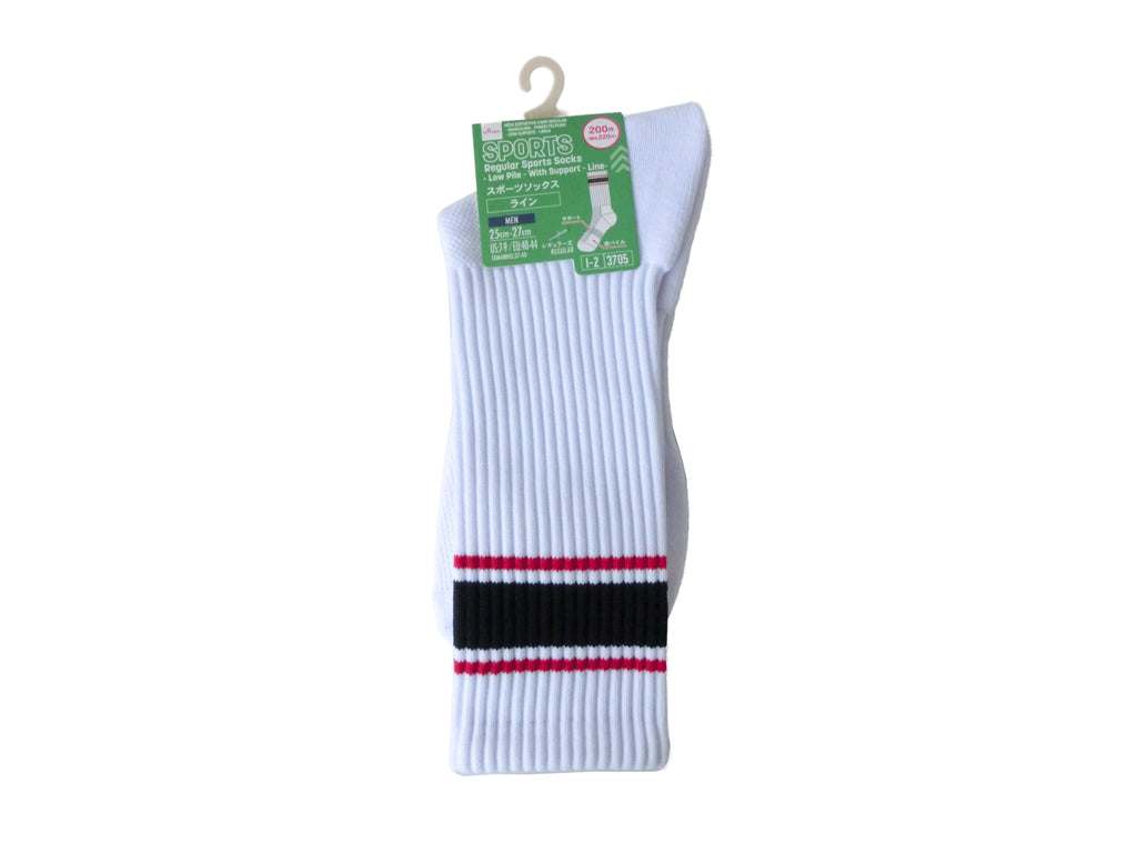 レギュラースポーツソックス（メンズ、底パイル、サポート付、ライン） ダイソー(DAISO)