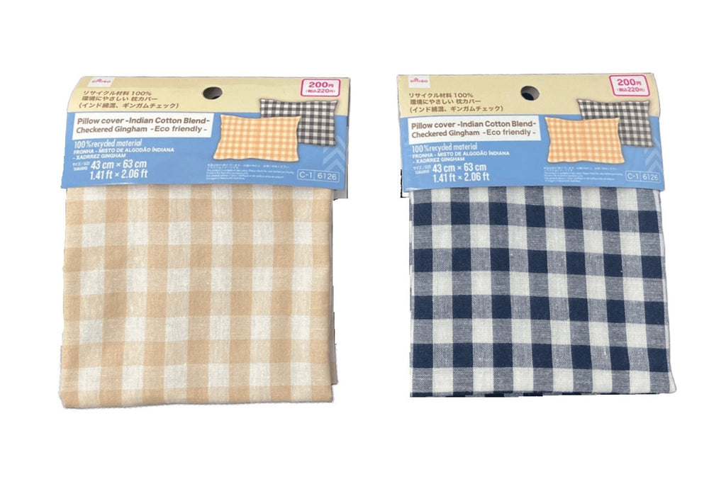 枕カバー（インド綿混、ギンガムチェック） ダイソー(DAISO)