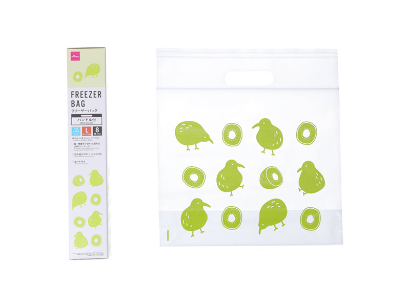 マチ付シングルジップフリーザーバッグ（ハンドル、キウイ柄、８枚） ダイソー(DAISO)