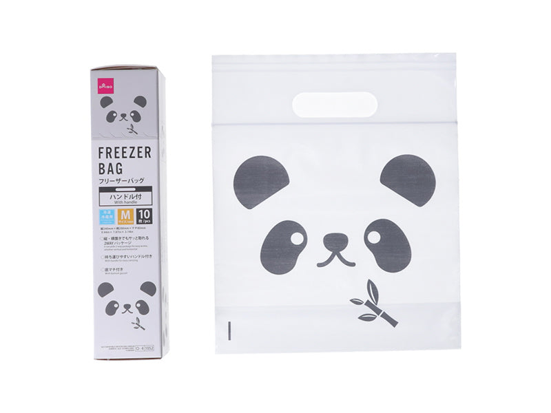 マチ付シングルジップフリーザーバッグ（ハンドル、パンダ柄、１０枚） ダイソー(DAISO)