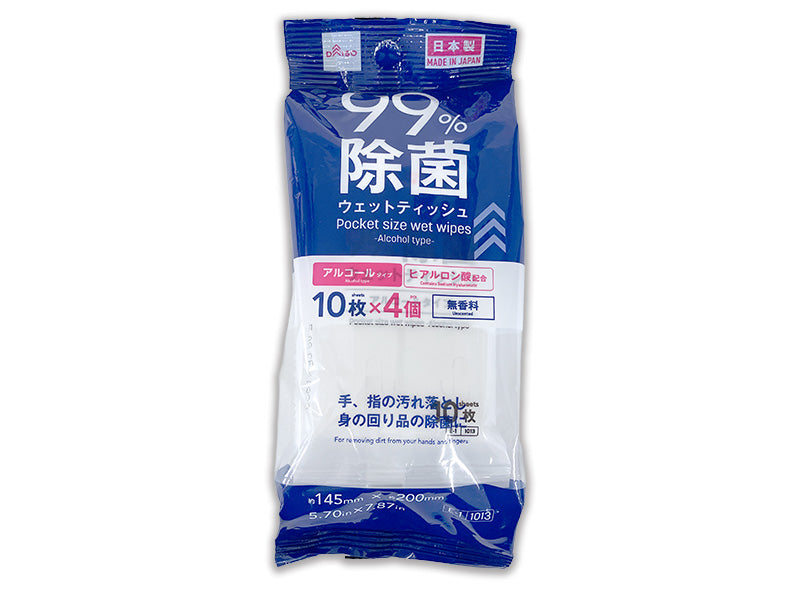 除菌ウェットティッシュ（アルコールタイプ、ポケットサイズ、１０枚、４個） ダイソー(DAISO)
