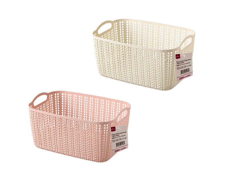 花柄デザインバスケット（取っ手付） ダイソー(DAISO)