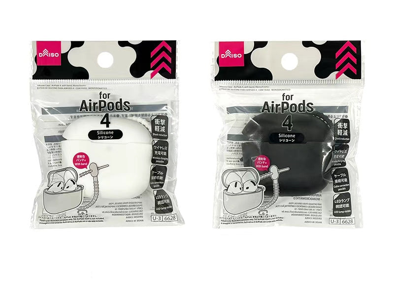 シリコーンケース（ＡｉｒＰｏｄｓ ４、バンド付、モノクロ） ダイソー(DAISO)