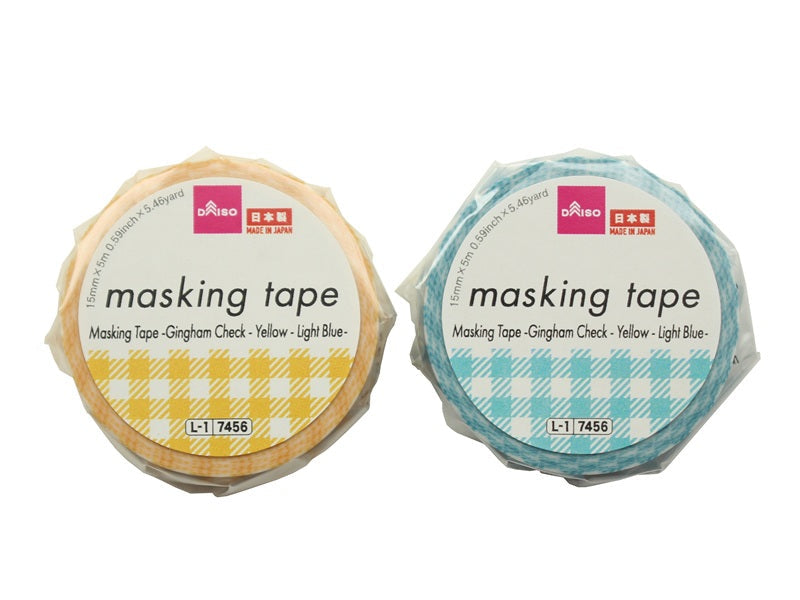 マスキングテープ（ギンガムチェック、黄色、水色） ダイソー(DAISO)