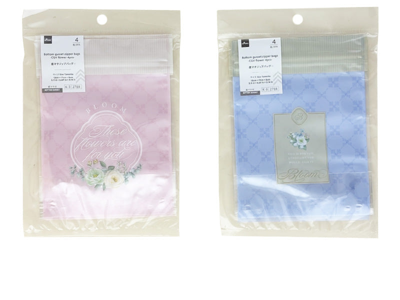 底マチジップバッグ（ＣＧＶフラワー、４枚） ダイソー(DAISO)