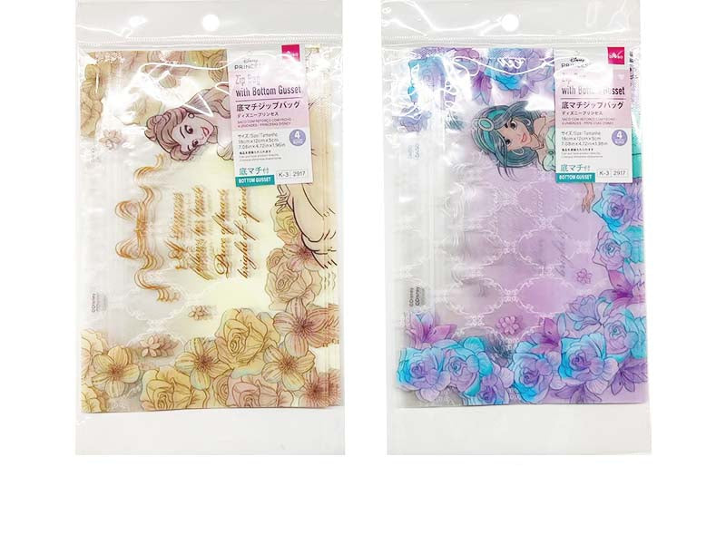 底マチジップバッグ、４枚（ディズニープリンセス） ダイソー(DAISO)