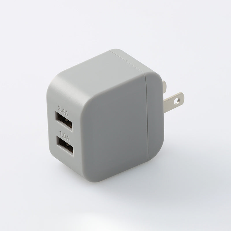 ＵＳＢ充電器（２．４Ａ＋１．０Ａ、ＧＹ） ダイソー(DAISO)