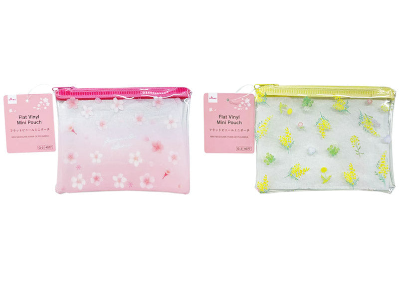 フラットビニールミニポーチ（さくら、ミモザ） ダイソー(DAISO)