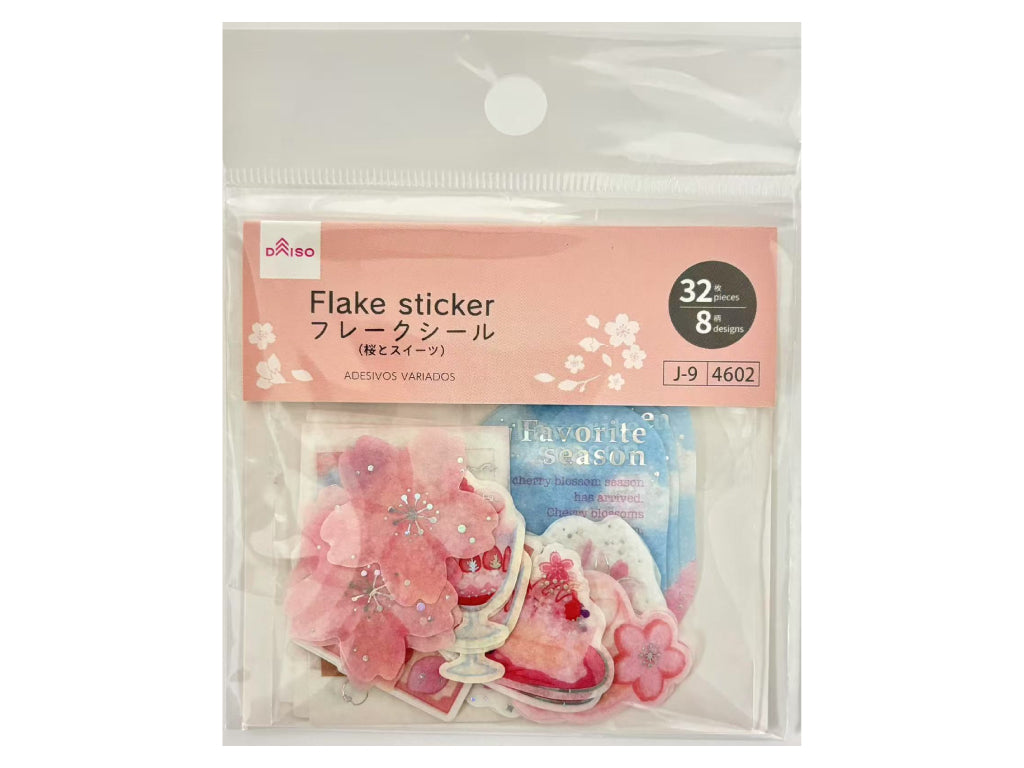 フレークシール（桜とスイーツ、３２枚） ダイソー(DAISO)