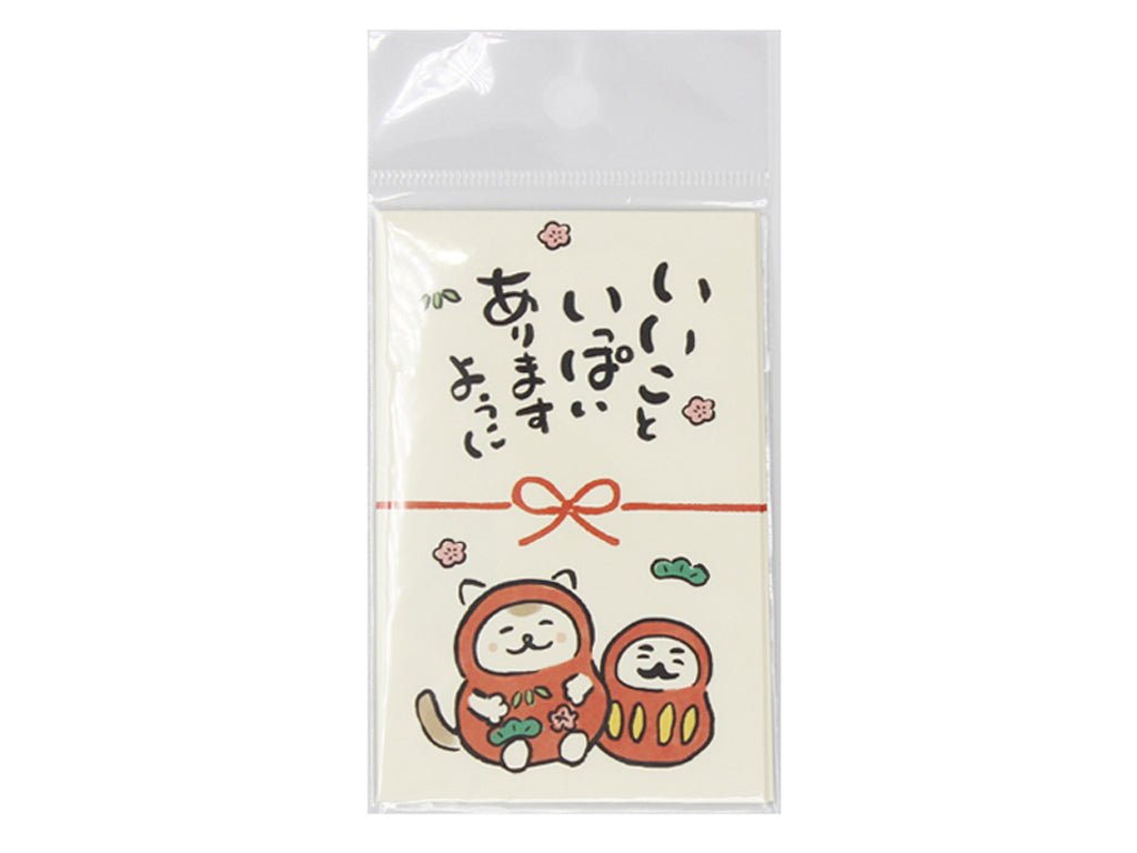 ポチ袋（いいこといっぱいありますように、ダルマ、４枚） ダイソー(DAISO)