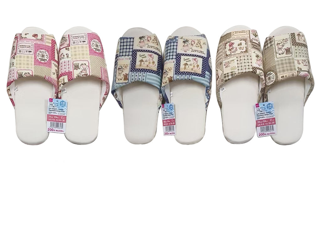 ソフトスリッパ（冷感、パッチワーク風プリント） ダイソー(DAISO)