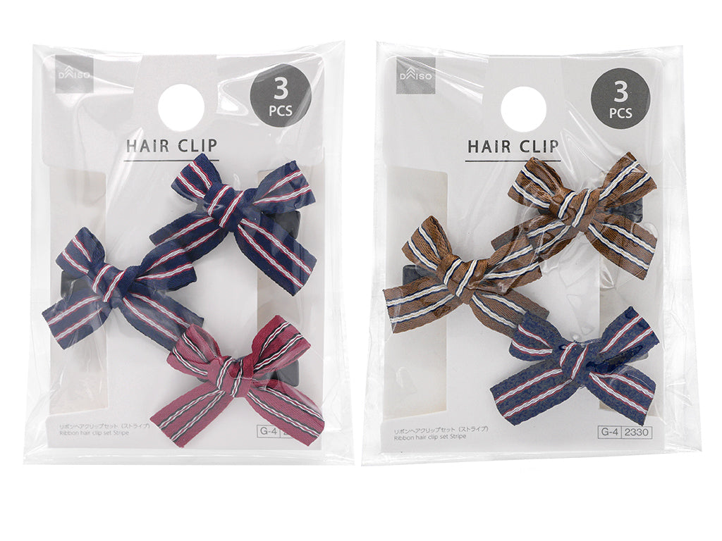 リボンヘアクリップセット（ストライプ） ダイソー(DAISO)