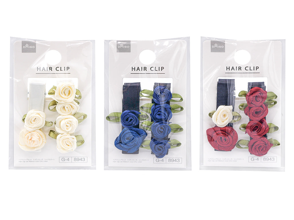 ヘアクリップセット（リボンローズ、シックカラー） ダイソー(DAISO)