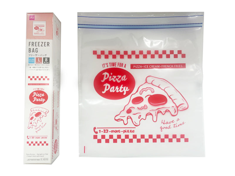 ダブルジップフリーザーバッグ（ピザ柄、８枚） ダイソー(DAISO)