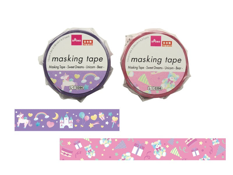 マスキングテープ（ゆめかわ、ユニコーン、くま） ダイソー(DAISO)