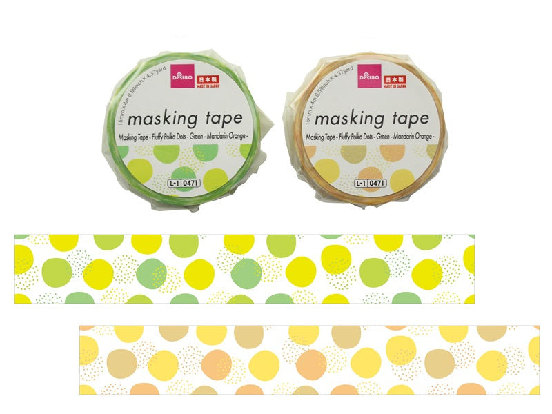 マスキングテープ（ふわり水玉、みどり、みかん） ダイソー(DAISO)