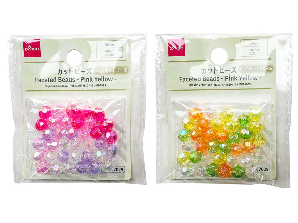 カットビーズ（ピンク系・イエロー系、３６個） ダイソー(DAISO)
