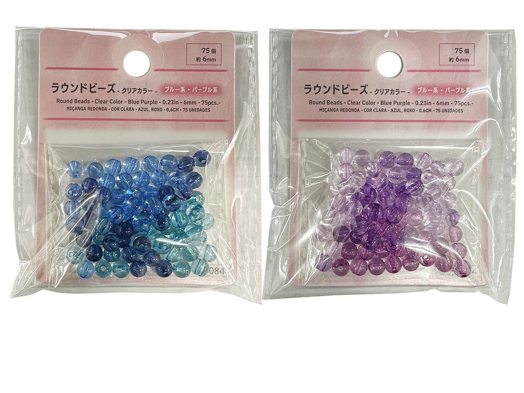 ラウンドビーズ（クリアカラー、ブルー系、パープル系、７５個） ダイソー(DAISO)