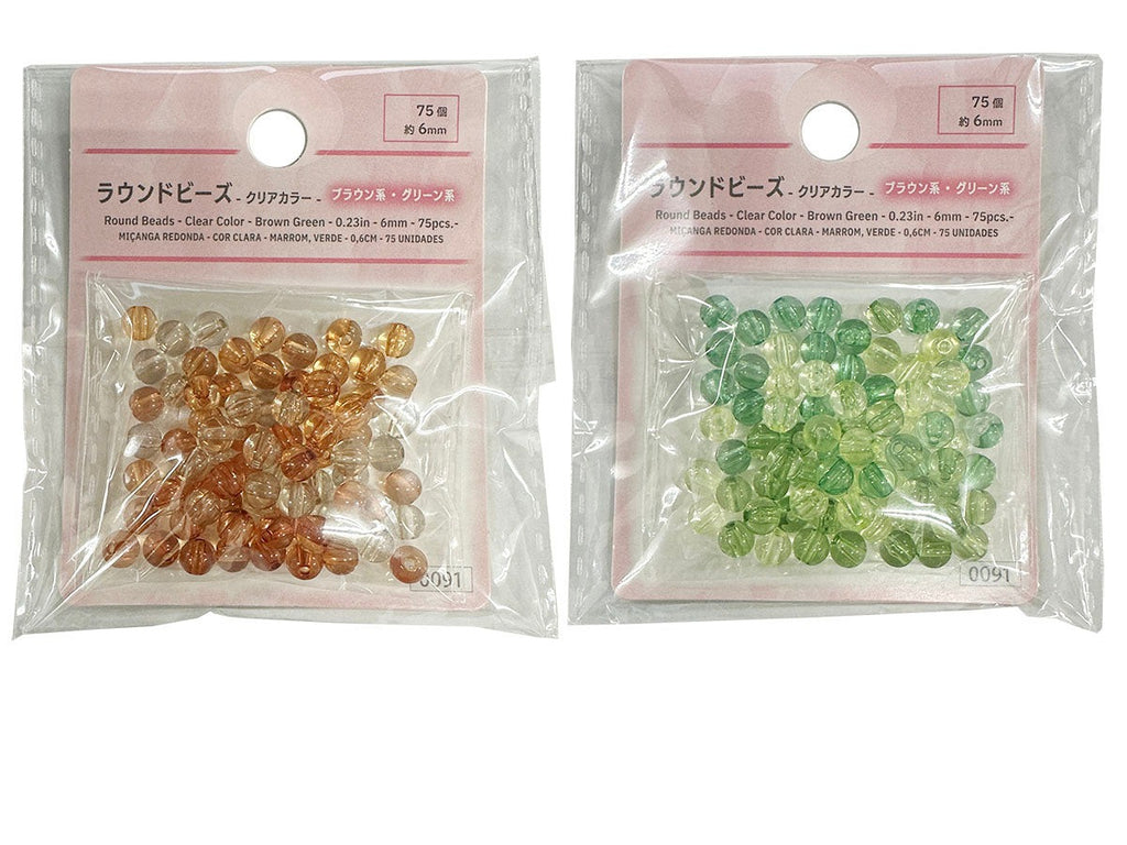 ラウンドビーズ（クリアカラー、ブラウン系、グリーン系、７５個） ダイソー(DAISO)