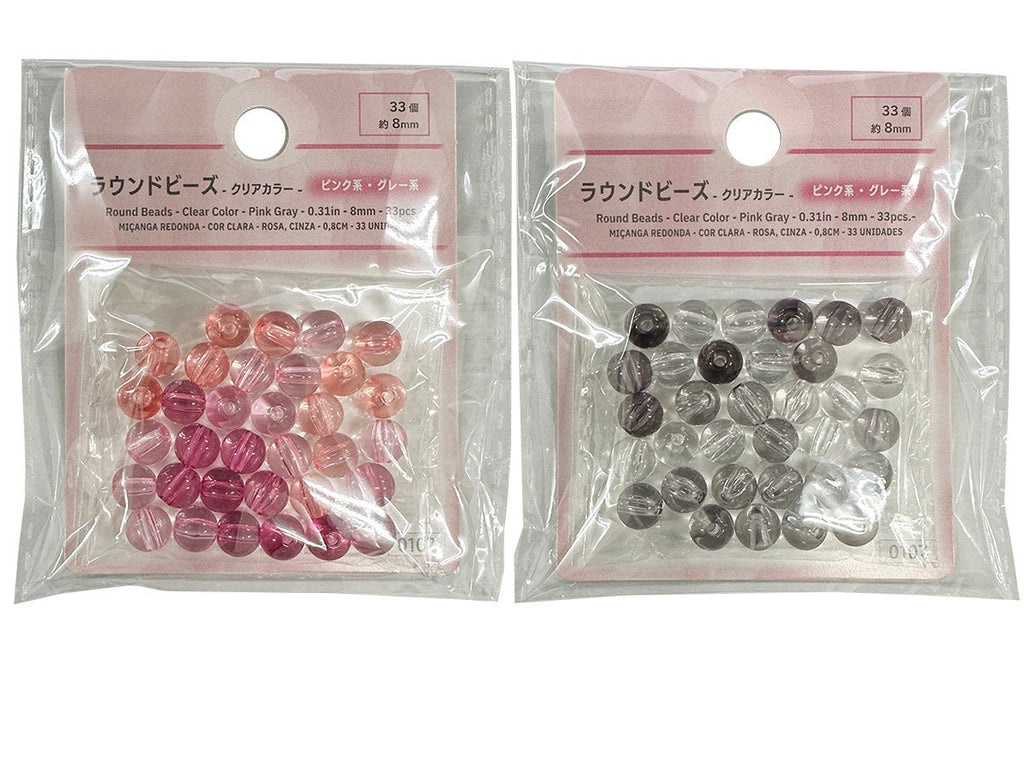ラウンドビーズ（クリアカラー、ピンク系、グレー系、３３個） ダイソー(DAISO)