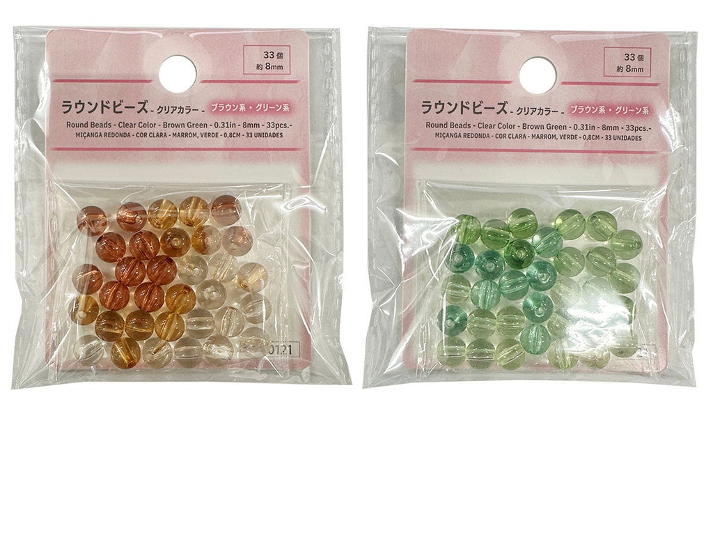 ラウンドビーズ（クリアカラー、ブラウン系、グリーン系、３３個） ダイソー(DAISO)
