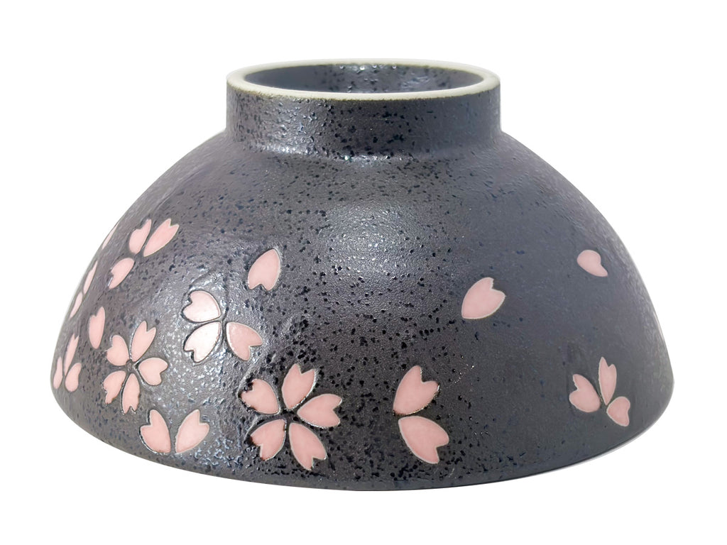 美濃焼 茶碗 桜吹雪 黒 ダイソー(DAISO)