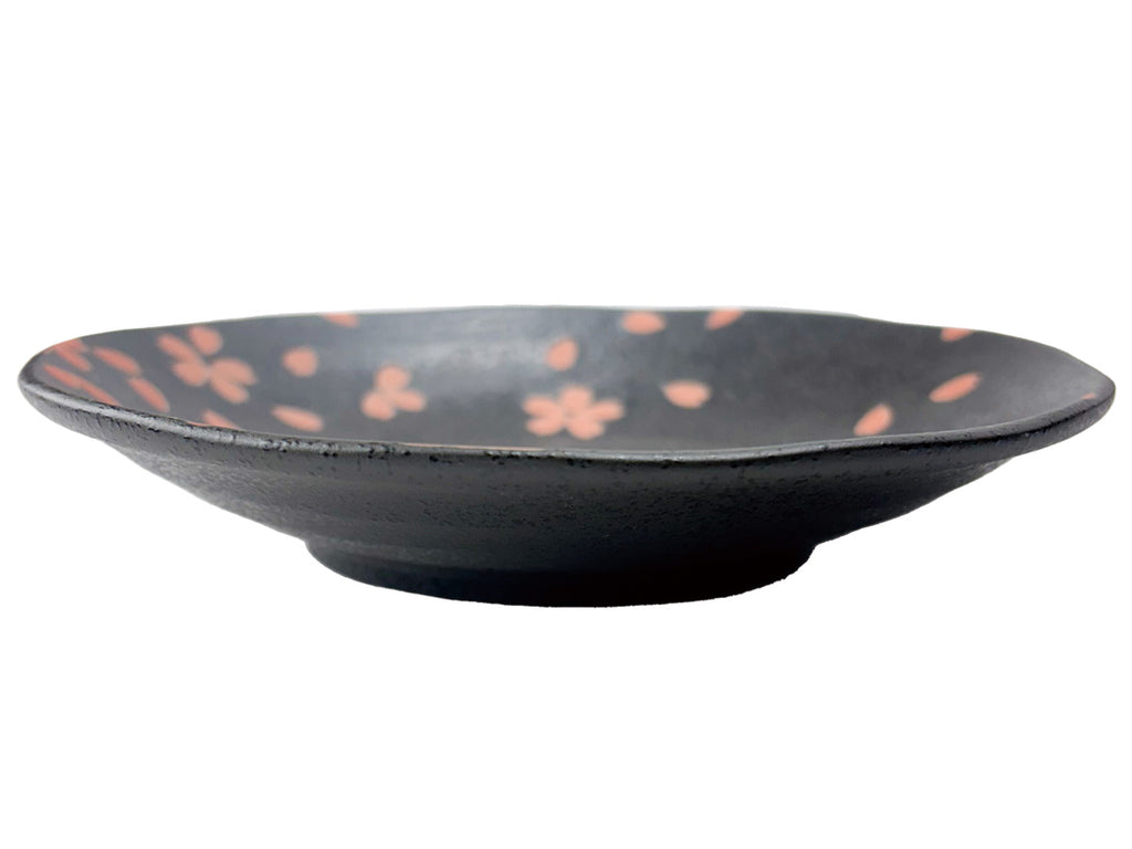 美濃焼 中皿 桜吹雪 黒 ダイソー(DAISO)