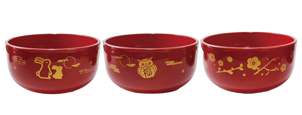 会津塗中丼（食洗機対応、総朱、和柄） ダイソー(DAISO)