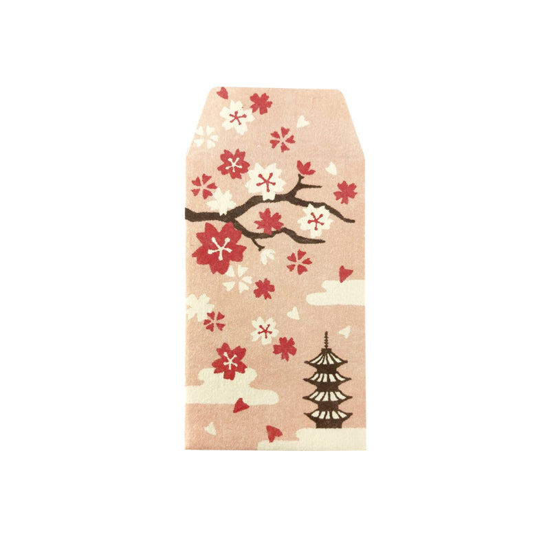 日本の和紙 桜柄 豆ぽち袋 ⑥桜と塔 ダイソー(DAISO)