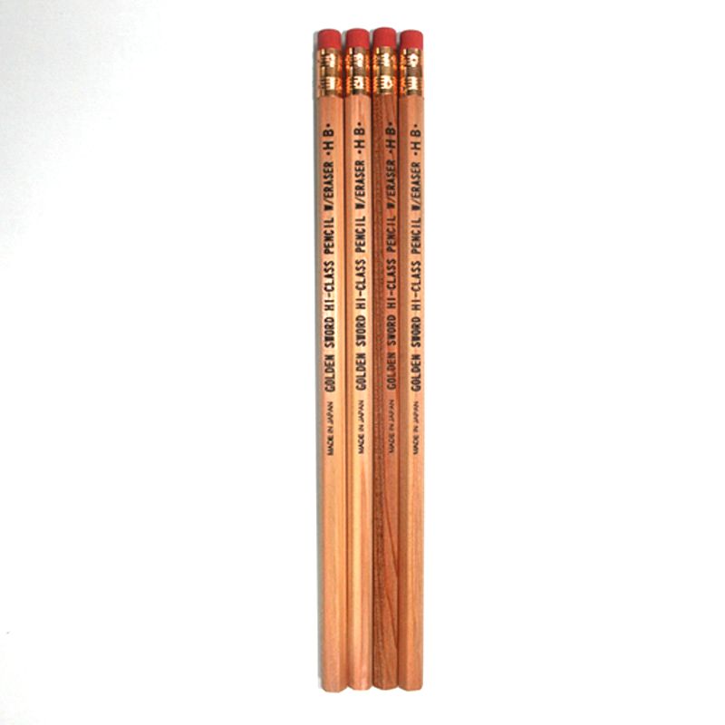 日本の消しゴム付鉛筆 ＨＢ ４本組 ダイソー(DAISO)