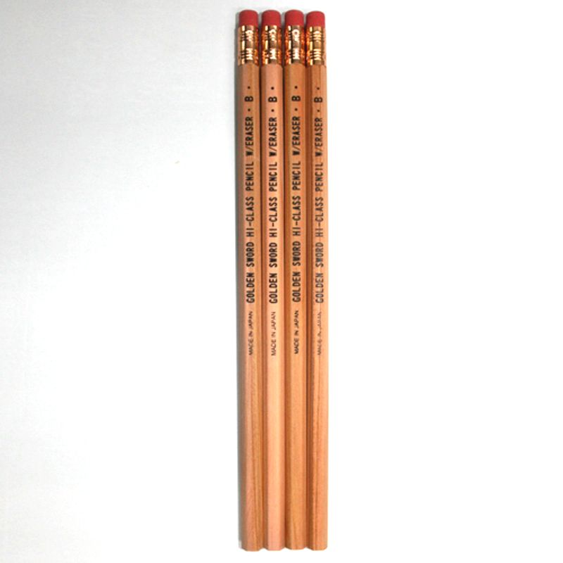 日本の消しゴム付鉛筆 Ｂ ４本組 ダイソー(DAISO)